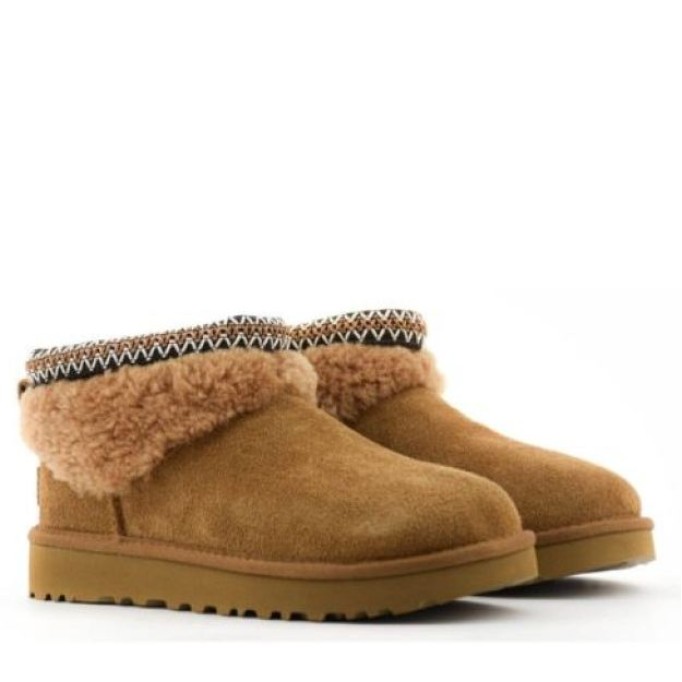 UGG Ultra Mini Lack Maxi Curly Boot Chestnut