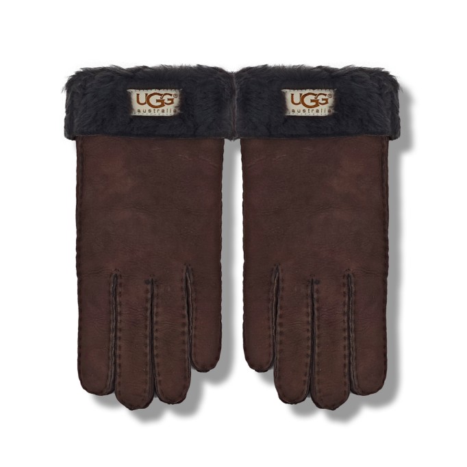 UGG Перчатки Замшевые Женские Шоколадные
