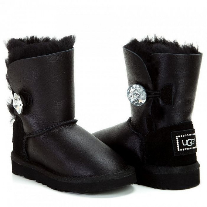 UGG Kids Bailey Button Bling Metallic Black