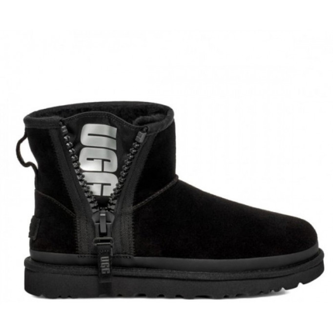 UGG Classic Mini Zipper Tape Logo Boot Black