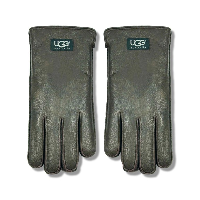 UGG Перчатки Кожаные Мужские Серые