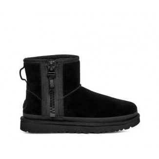 UGG Classic Mini Zipper Tape Logo Boot Black