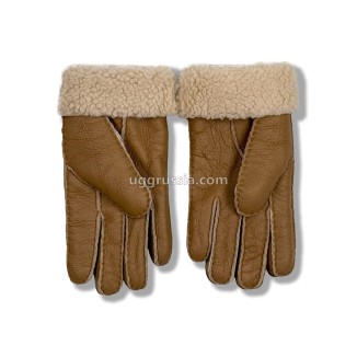 UGG Женские Кожаные Перчатки Коричневые
