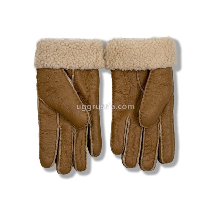 UGG Женские Кожаные Перчатки Коричневые