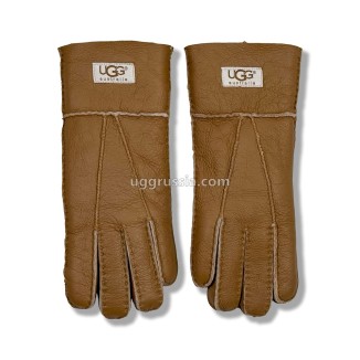 UGG Женские Кожаные Перчатки Коричневые