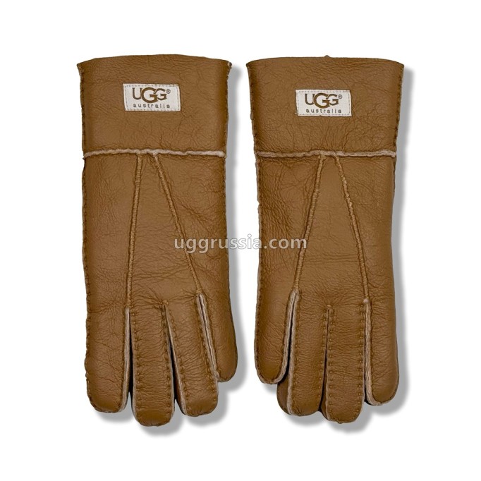 UGG Женские Кожаные Перчатки Коричневые