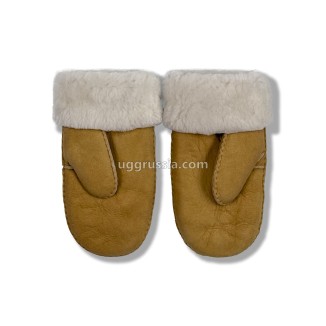UGG Варежки Кожаные Женские Коричневые