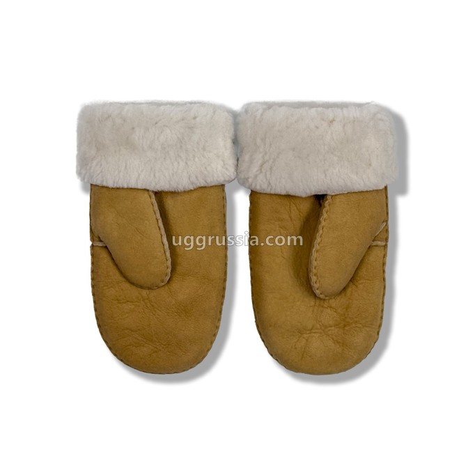 UGG Варежки Кожаные Женские Коричневые