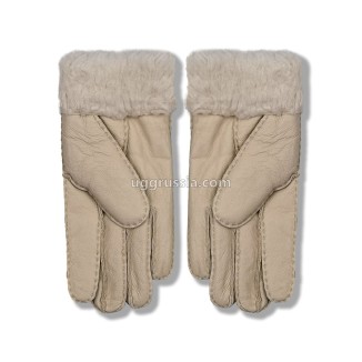 UGG Перчатки Кожаные Женские Бежевые
