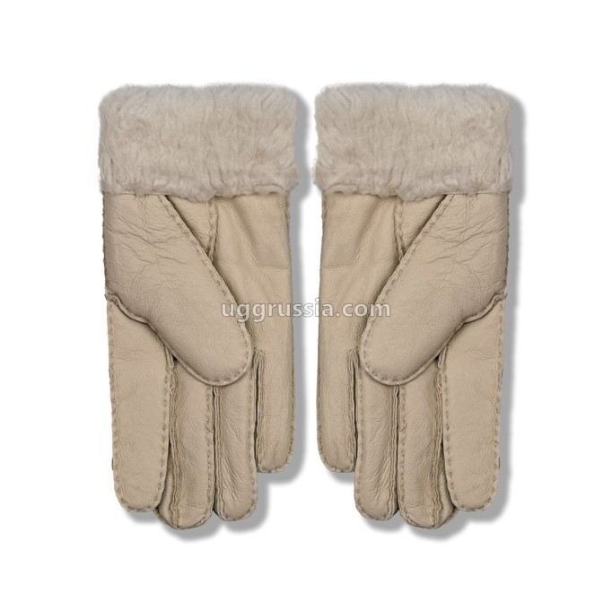 UGG Перчатки Кожаные Женские Бежевые