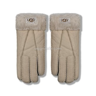 UGG Перчатки Кожаные Женские Бежевые