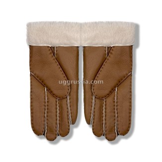 UGG Перчатки Кожаные Женские Коричневые