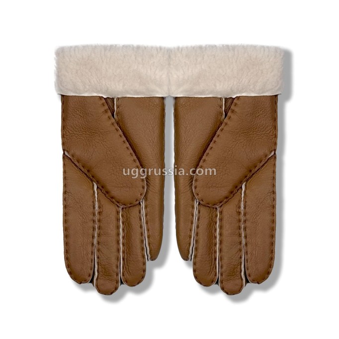 UGG Перчатки Кожаные Женские Коричневые
