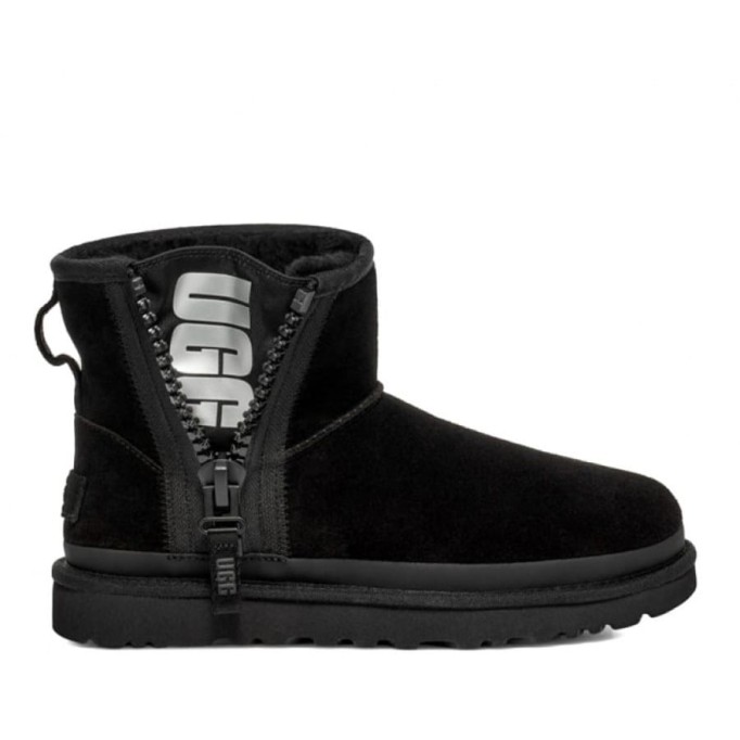 UGG Classic Mini Zipper Tape Logo Boot Black