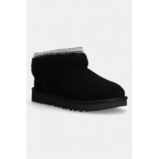 UGG Ultra Mini Lack Maxi Curly Boot Black