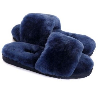 UGG Fluff Slide Slippers Navy Blue