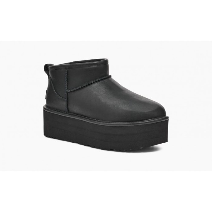 UGG Classic Ultra Mini Platform Black Leather