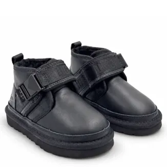 UGG Kids Neumel Snapback Leather Black
