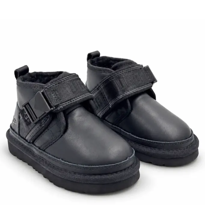 UGG Kids Neumel Snapback Leather Black
