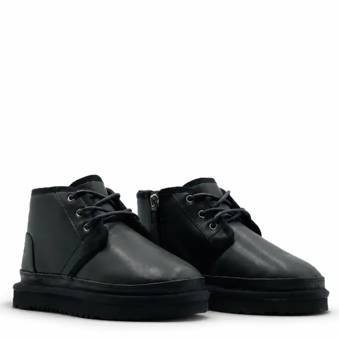 UGG Kids Neumel Zip Leather Black