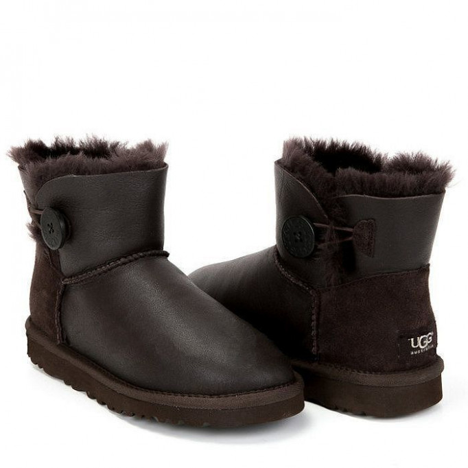 UGG Mini Bailey Button Metallic Chocolate